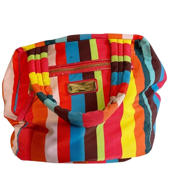 Juicy Couture Striped Fabric Purse Y2K Throwback Bag Satchel JC 90's Style - Picture 1 of 8